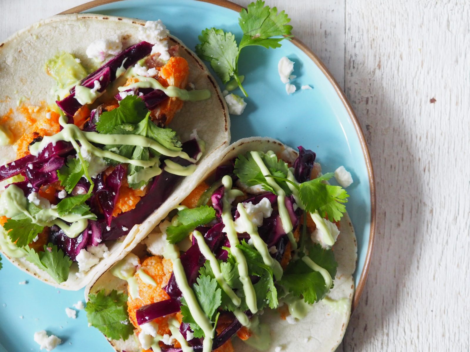 Caulifower Tacos with Avocado Crema